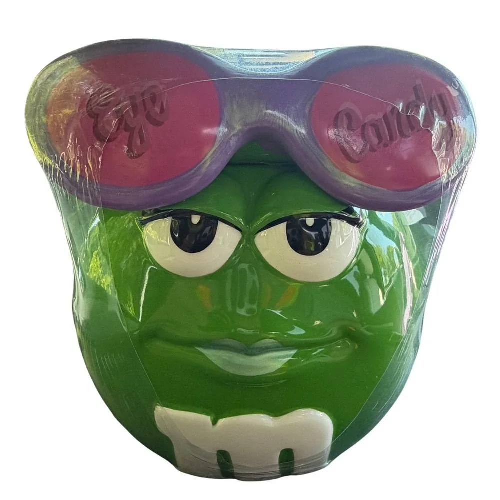 Green M&M Ms Green Eye Candy Ceramic Jar Galerie 2007 Vintage New Sealed